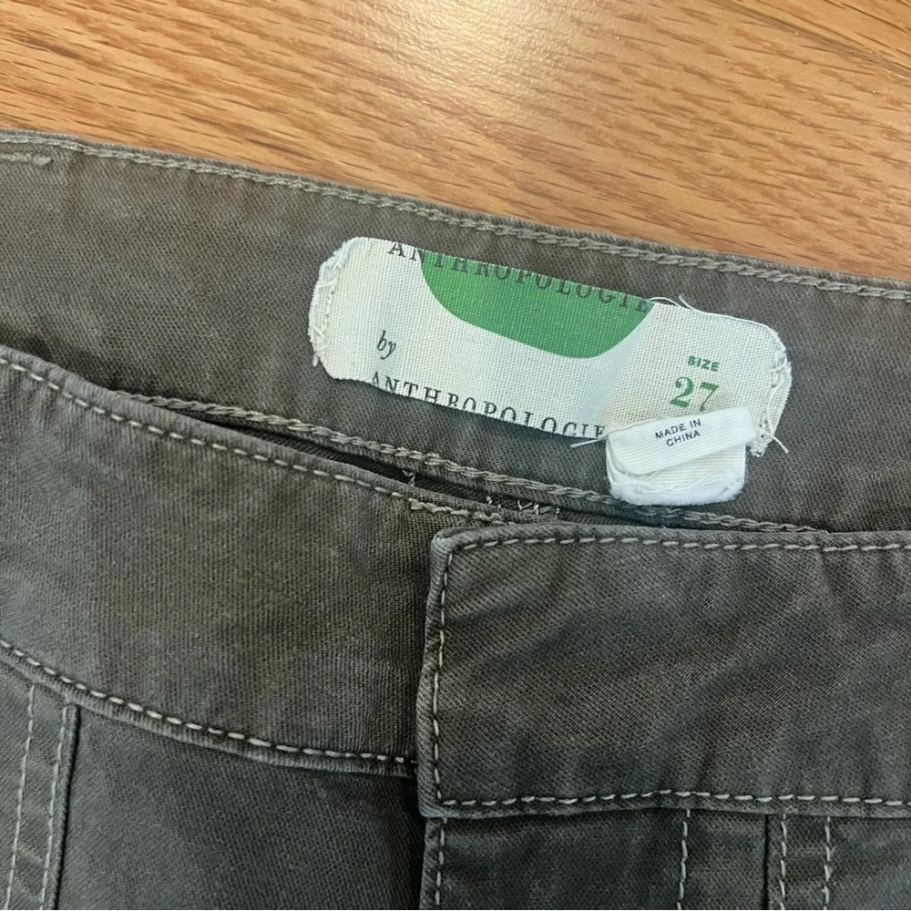 By Anthropologie Green Floral Embroidered Cargo Utility Pants Size 27 - Picture 7 of 9